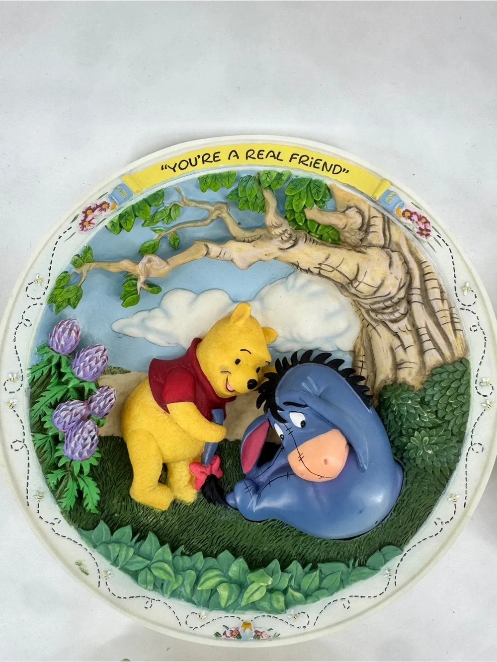 Winnie the Pooh 'Playing Poohsticks' Decorative Wall Plate - Yellow/Red